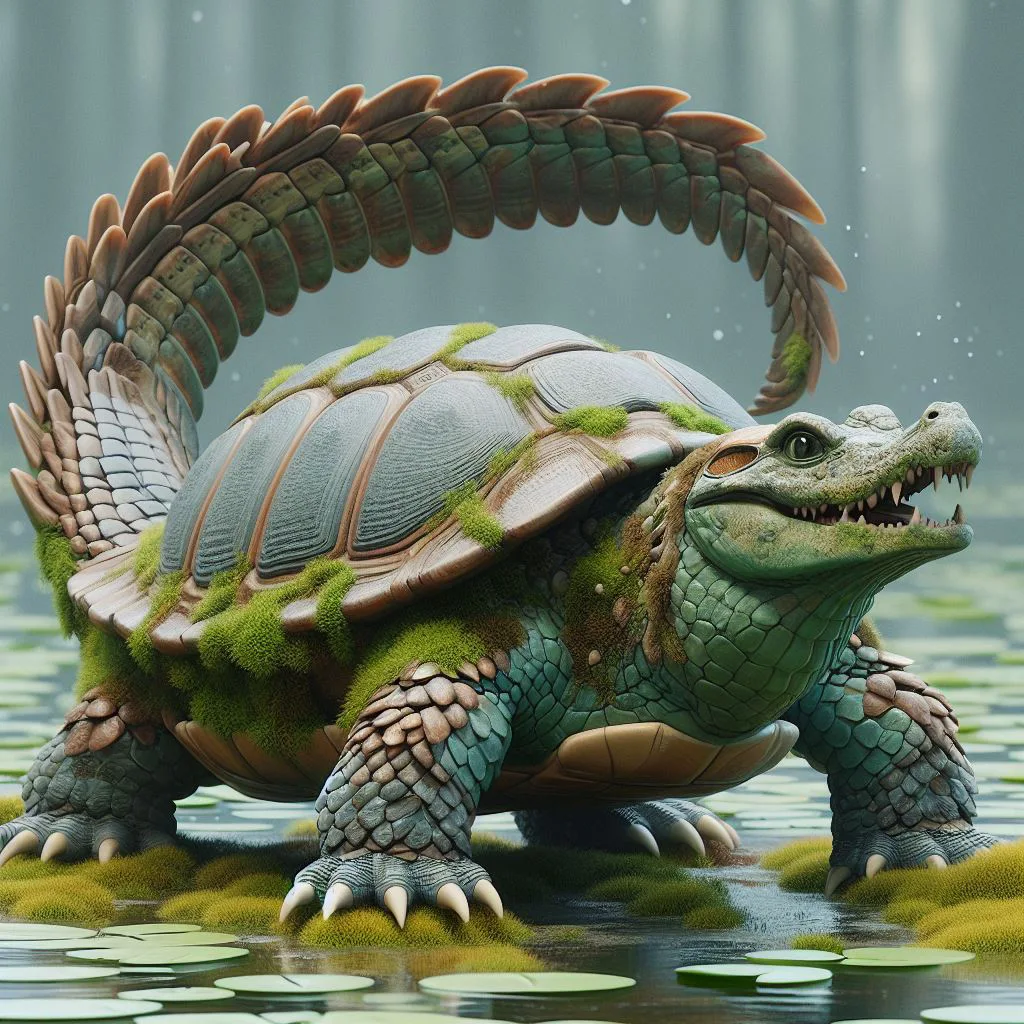 Images of crocodile-style animals created by AI