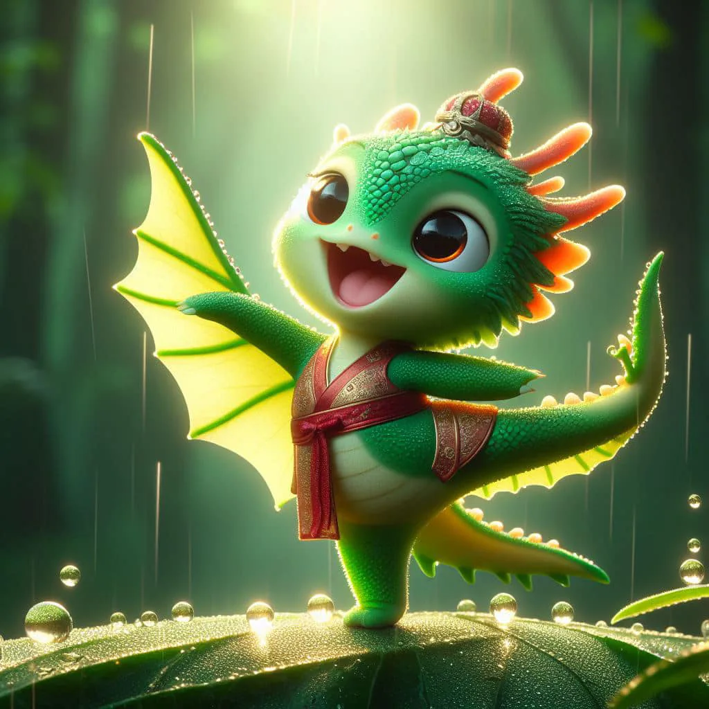 Cute Pixar-style dragon created with AI
