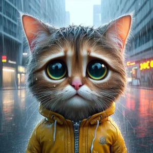 Hình nền con mèo đứng dưới mưa (9)