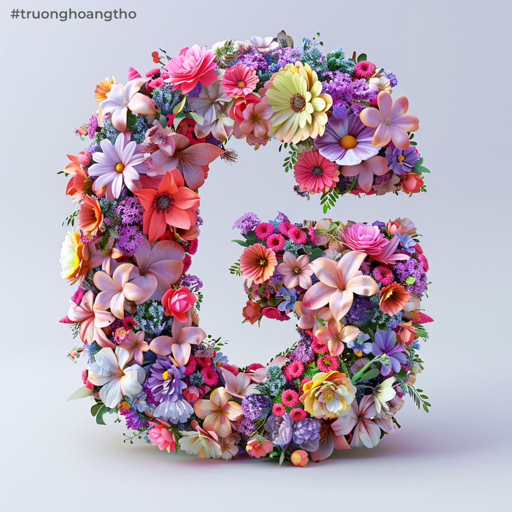 Hình nền chữ G tạo bằng những bông hoa