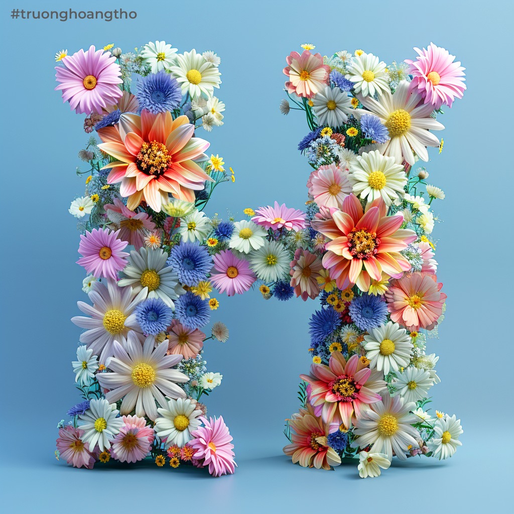 Hình nền chữ H tạo bằng những bông hoa