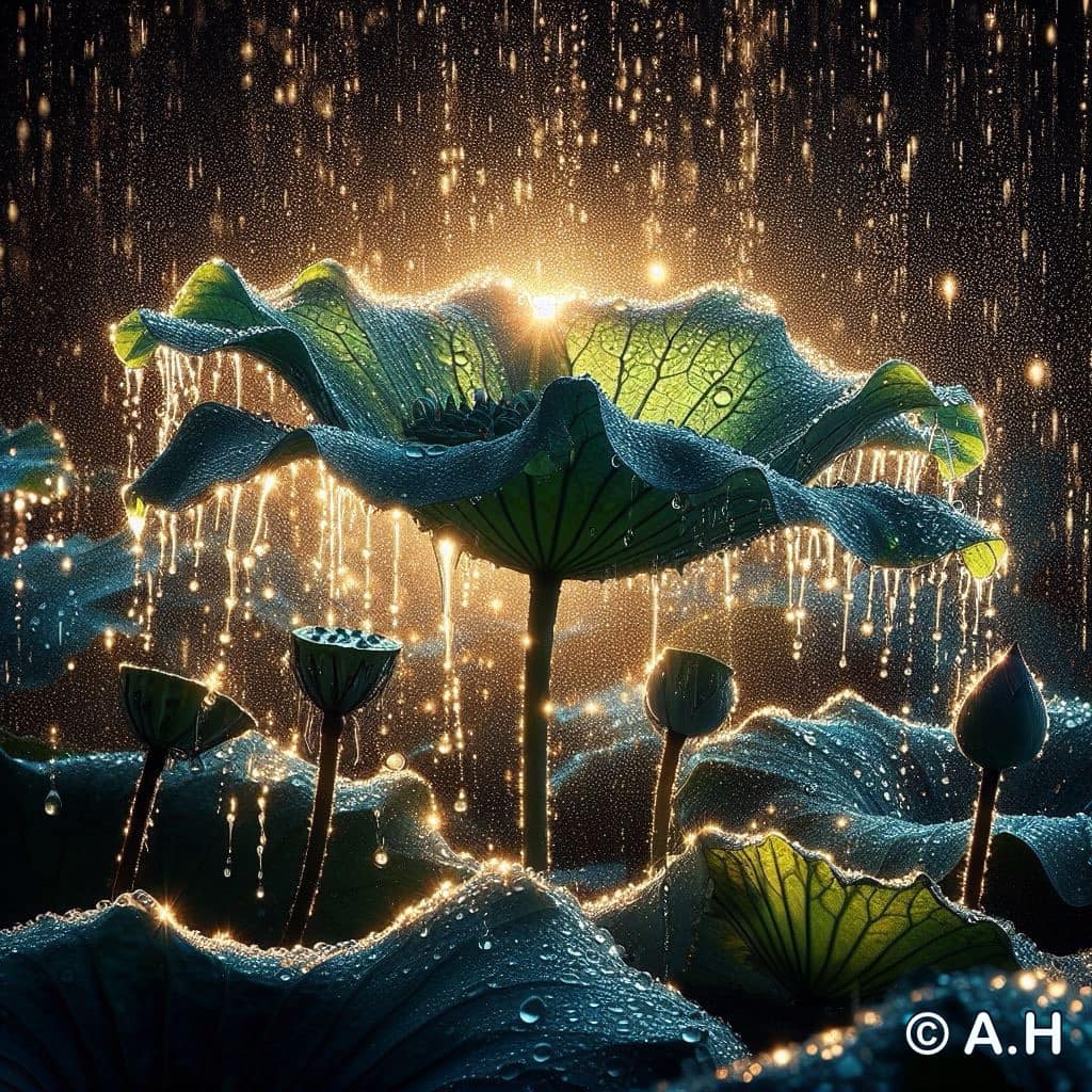 Hình nền hoa sen dưới cơn mưa (2)