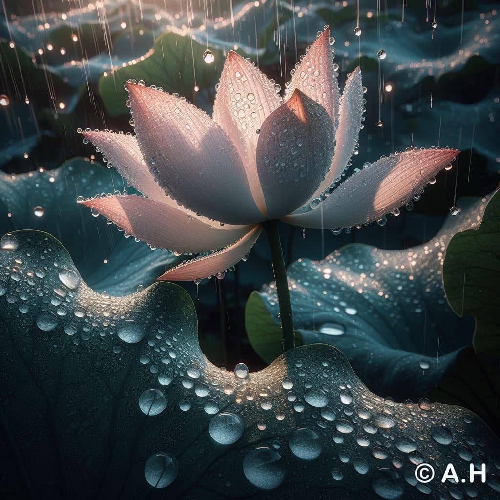 Hình nền hoa sen dưới cơn mưa (1)