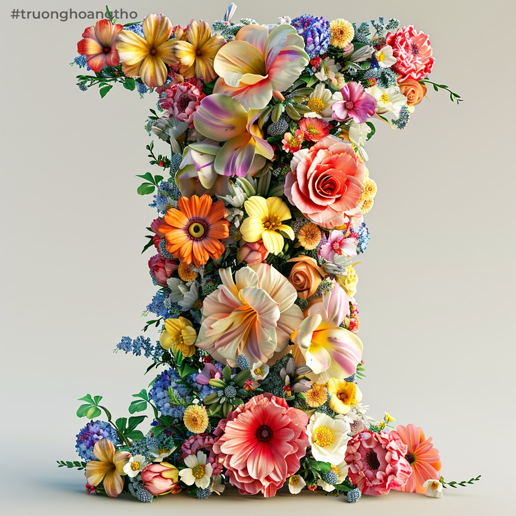 Hình nền chữ I tạo bằng những bông hoa