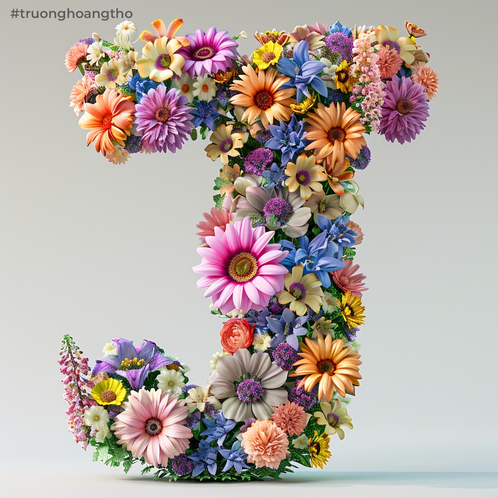 Hình nền chữ J tạo bằng những bông hoa