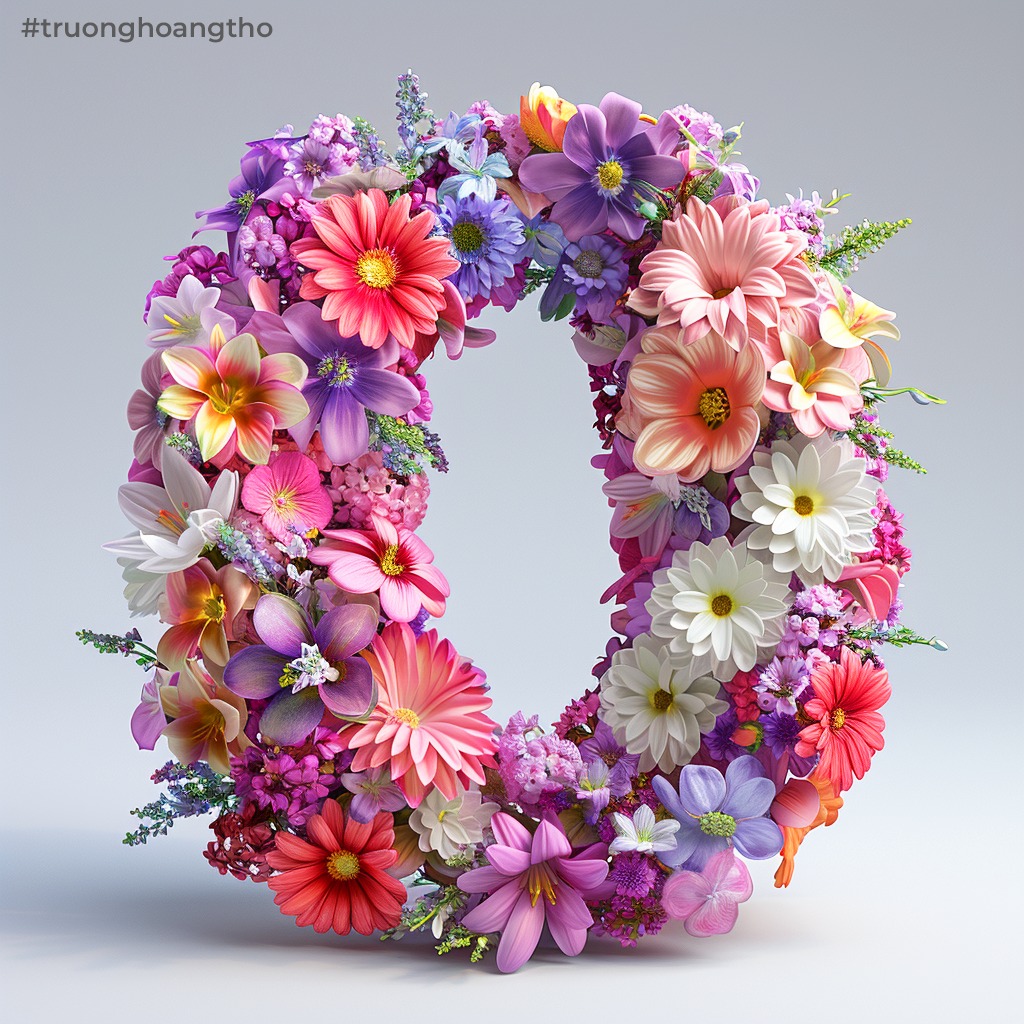 Hình nền chữ O tạo bằng những bông hoa