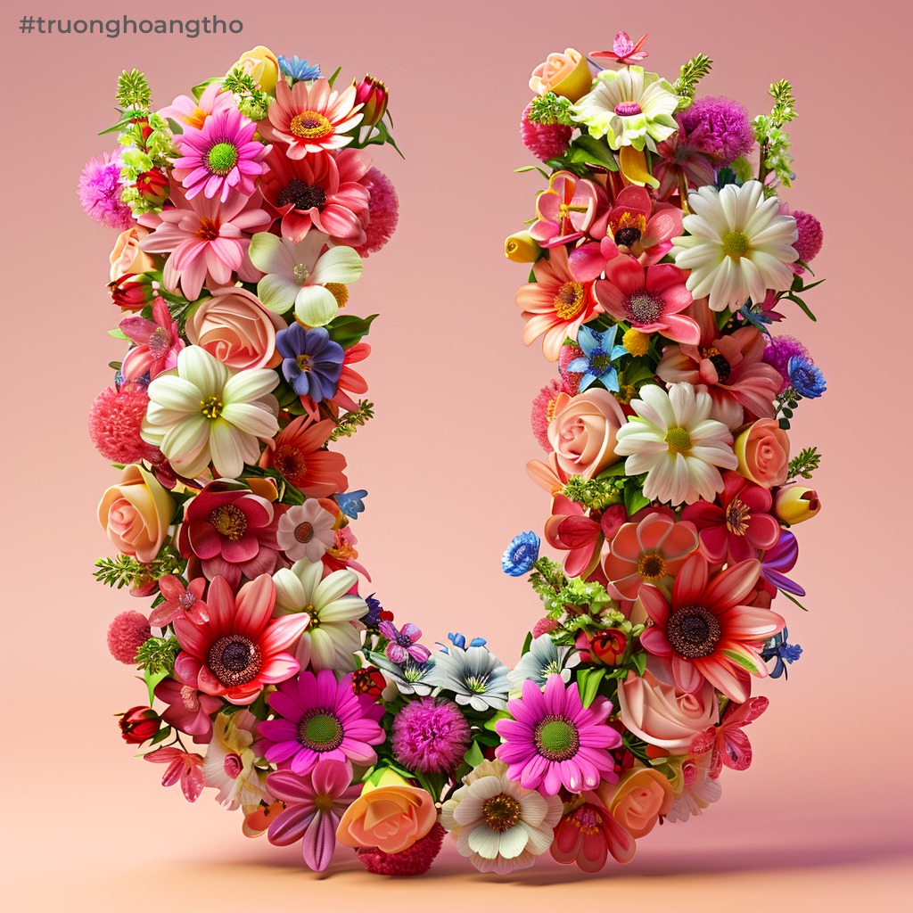 Hình nền chữ U tạo bằng những bông hoa