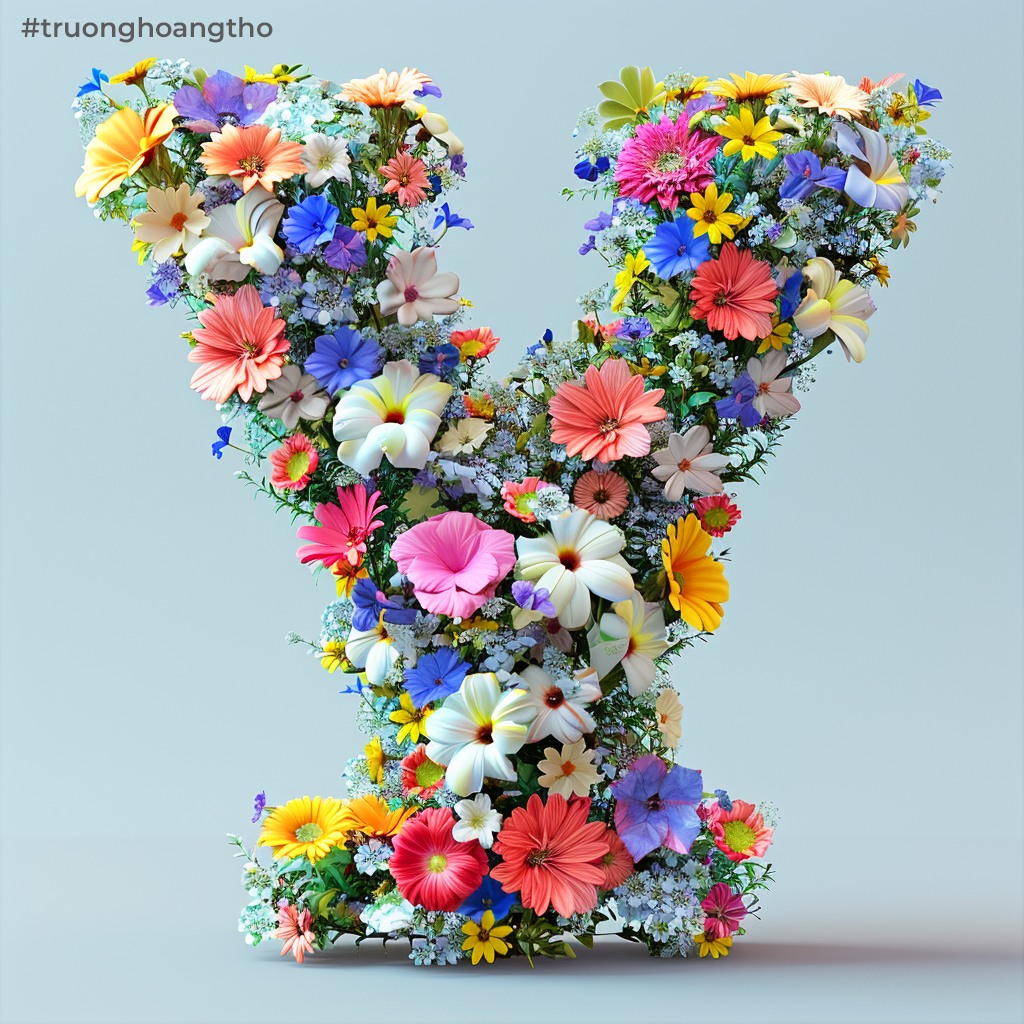 Hình nền chữ Y tạo bằng những bông hoa